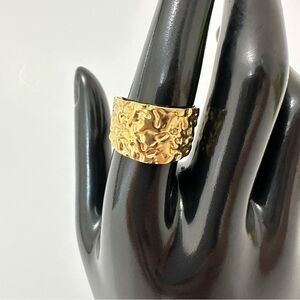 18K Gold Plated Hammered Geometric Open Rings